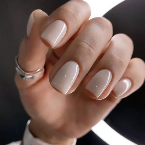 White Press on Nails, Short Square Fake Nails, Reusable Nail Kit with Nail Glue Adhesive Tabs Mini Nail File, Nails Press Ons 32Pcs16 Sizes, Women Girl Gift